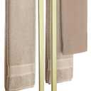 KES Standing Towel Rack with Marble Base, 2-Tier Towel Stand for Bathroom Floor, Upgrade Steady Design, T-Shaped Towel Drying Rack Gold, SUS304 Stainless Steel, Brushed Gold Finish, BTH217-BZ