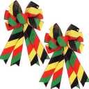 Lucleag 2PCS Black History Month Juneteenth Wreath Bow, 19.7x11.4In Red Yellow Green Black Bow for Black History Month Decor, Wreath Bow for Black History Month Juneteenth Party Supplies Gifts