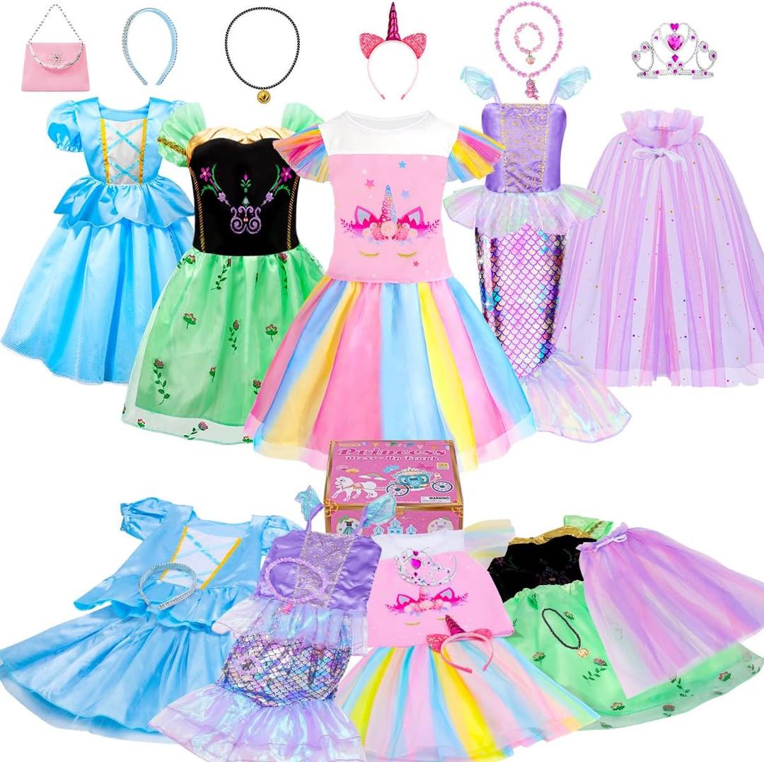 Meland Princess Dress Up - Dress Up Clothes for Girls with Toys,Christmas Birthday Gift for Toddler Girls 3,4,5, Years (Pink)