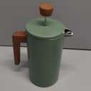 French Press Coffee Maker, 34oz Stainless Steel Green Coffee Press Real Wood Handle, Double Wall Insulated French Coffee Press with Dual-Filter Screen, Perfect for Camping & Kitchen Use