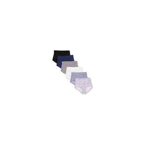 Warner's Women's Blissful Benefits DigFree Comfort Waistband Microfiber Brief 6Pack RS9046W, Black/White/Navy Ink Cutout Blooms/Navy Ink/Lilac Petals/Smoked Pearl, Large