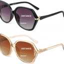 JM 2 Pack Bifocal Reading Sunglasses for Women, Fashion Oversized Sun Readers UV400 Protection Spring Hinges +3.50(Black&Brown)