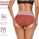 ANLIQI Women's Modal Underwear Tummy Control Hipster Panties Pack Full Coverage Briefs Soft Breathable Stretch Striped Undie (XXL)