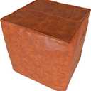 Faux Leather Pouf Cover,Unstuffed Pouf Ottoman Square,17.7x17.7x17.7 Mid-Century Moroccan Large Floor Storage Foot Rest Bean Bag for Living Room Bedroom,Brown