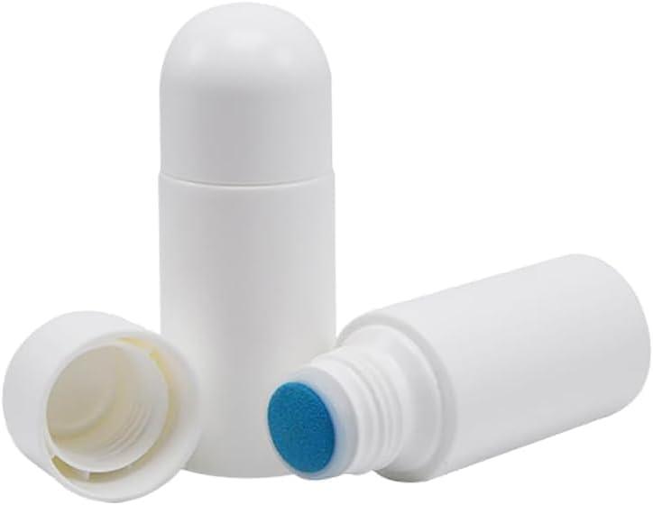 4Pcs White 50 ml Sponge Head Plastic Liquid Applicator Bottles with Sponge Refillable Deodorant Bottles for Cosmetic Essential Oil Pump Dispensers Refillable Containers, Pump Dispensers