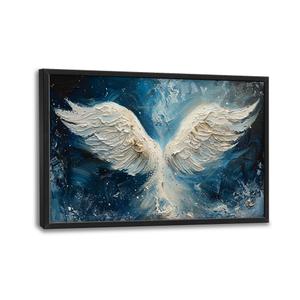 Angel Wings Large Wall Art for Living Room Framed, Angel Wall Decor Pictures, Christian Holy White Wing Canvas Print Painting, Aesthetic Artwork Bedroom Office Home Decor 36"x24"