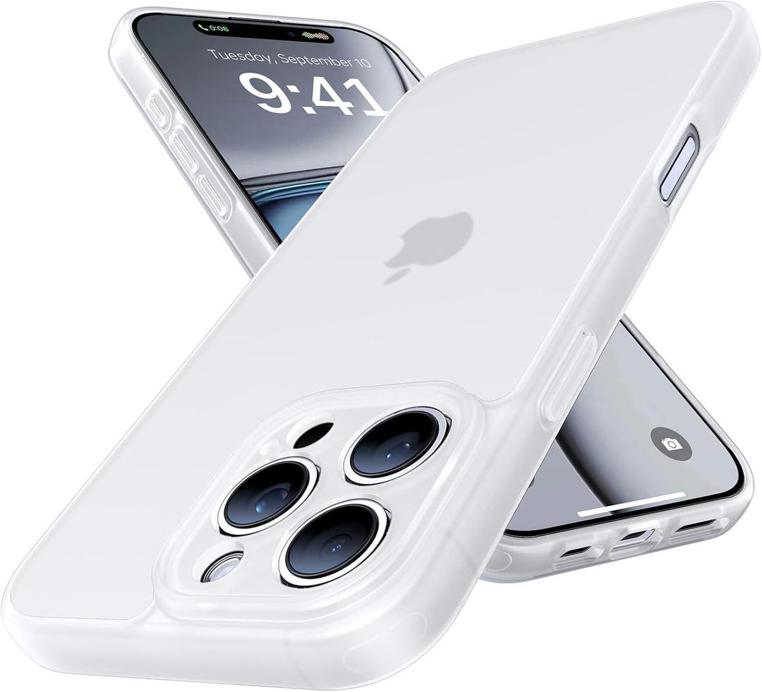 Shockproof for iPhone 16 Pro Max Case, [Camera Protection] [Military-Grade Drop Protection] Protective Anti-Yellow Slim Translucent Skin-Friendly for iPhone 16 Pro Max Phone Case, White