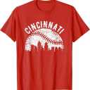 Cincinnati Vintage Baseball Tee Distressed Gameday Retro TShirt Medium