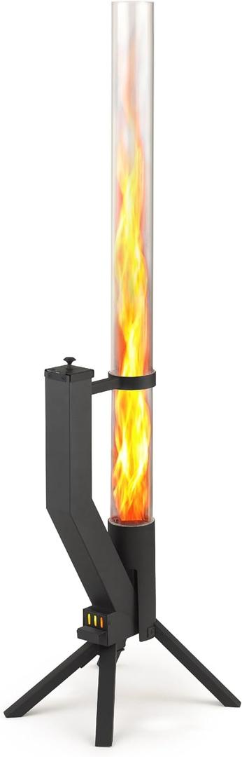 GARDENFLARE Stainless Steel Pellet Stove & Smokeless Firepit, Patio Heater for Ambiance - Wood Fire Pit for Patio, Fire Tube, Outside Backyard Bonfire & Outdoor Fireplace