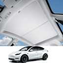 HALOBLK Non-Sag Glass Roof Sunshade with Storage Bag Designed for Model Y, Foldable Sunroof Shade with Heat Insulation Cover for 2021-2024 Model Y Accessories (Gray) (Model Y (2021-2024))