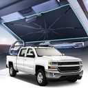 [2025 Upgrade]Coverado Sunshade for Car Windshield, UPF80+ Full-size Trucks/SUVs Windshield Sun Shade Blocks Heat & UV Rays, Thickened Vinyl Coating Keep Cool and Protect Interior, Foldable, L 61x34"