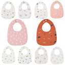 wefigs Baby Drool Bibs, 3-Layer Waterproof and Soft Cotton Bibs for Drooling and Teething, 8/10-Pack for Newborn to 24-Months (10-Pack Pink)