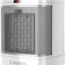 Lasko Portable Electric Ceramic Space Heater with ALCI Plug for Bathroom Use, 2 Heat Settings and Simple Heat Button, 8 Inches, White, 1500W, CD08200