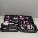 PULITUO Drill Set, 148-Piece Home Tool Set with 12V Pink Cordless Drill, Hand Tool Kits, and Tool Box, Suitable for Men, Women, and DIY Enthusiasts for Home Improvement.