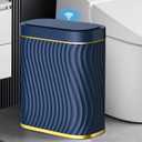 steo spce Bathroom Small Can with Automatic Touchless Lid, 2.6 Gallon Smart Garbage Can Narrow Waterproof Bin for Bedroom, Office, Living Room (Dark Blue)