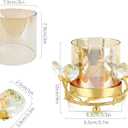 Hurricane Candle Holder, Gold Pillar with Crystal Accents & Windproof Glass Lid - Elegant Centerpiece for Weddings, Dinners, Party Decor