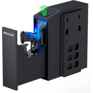 Biometric Gun Safe for Handgun Fingerprint 3 Ways Quick Access Slider Pistol Safe, Mounted Bedside Gun Lock Box for Nightstand, Bed, Desk, Wall, Dresser