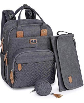 Dikaslon Large Diaper Bag Backpack with Portable Changing Pad and Stroller Straps, Khaki, Size L