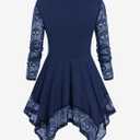 ROSE GAL Womens Plus Size Tunic Tops Fall Casual Long Sleeve T-Shirt Goth Shirt V Neck Loose Blouses Swing Tunic (Blue, L)