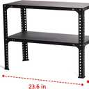 2 Layer Metal Storage Rack, Heavy Duty Adjustable Metal Rack Unit, Suitable for Garage Racks in Basements, Warehouses, and Storage Rooms, 23.6" H X 23.6" W X 11.8" D, Black