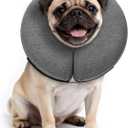 MIDOG Inflatable Dog Cone Collar  Soft Dog Cone Alternative After Surgery, Comfortable Recovery Neck Donut ECollar for Small Medium & Large Dogs and Cats to Stop Licking & Vision-Friendly (Grey,M)