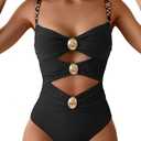 B2prity Cutout One Piece Swimsuit Tummy Control Ruched Monokini Color Block Bathing Suit for Cruise Vacation XL
