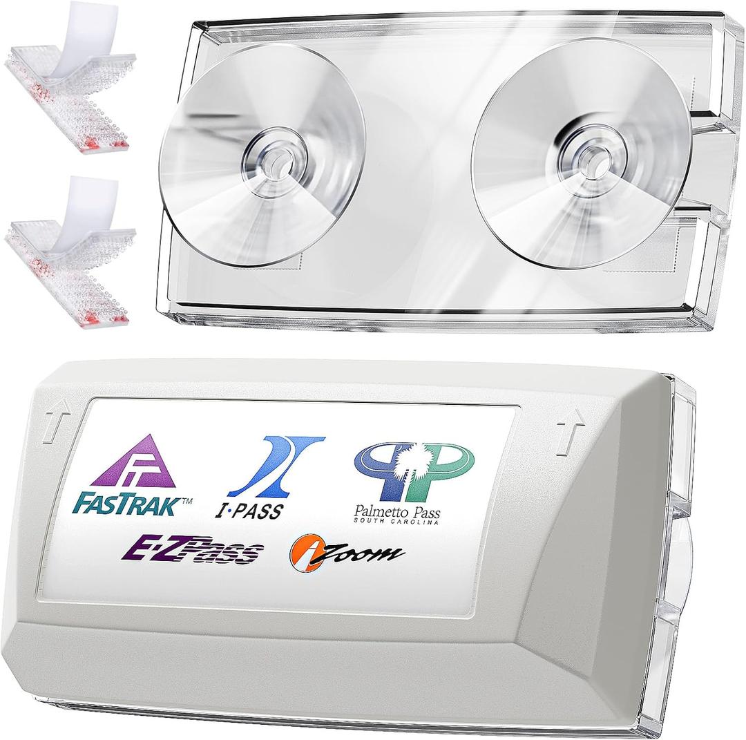 EZ Pass Holder for Windshield Fits All Major, Toll Pass Transponder Holder for Most US States, Ezpass Holder with Mounting Strips & Suction Cups