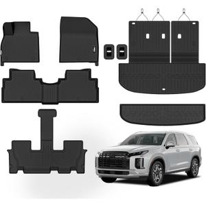 Floor Mats &Trunk Mat for 2020-2024 2025 Hyundai Palisade with Backrest Mat All Weather TPE Rubber Cargo Liner Back Seat Cover 3rd Row for 2024 Hyundai Palisade Accessories Floor Mats &Trunk Mat for 2020-2024 2025 Hyundai Palisade with Backrest Mat All Weather TPE Rubber Cargo Liner Back Seat Cover 3rd Row for 2024 Hyundai Palisade Accessories