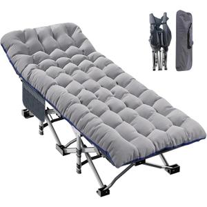 ABORON Oversized XXL Folding Camping Cot W/Mat for Adults, 78" L x 32" W x 18" H Heavy Duty Outdoor Bed with Carry Bag,1200 D Layer Oxford Travel Camp Cots