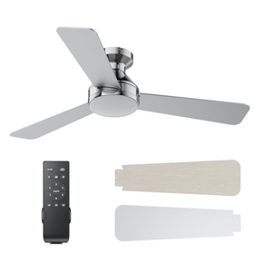 Ceiling Fans with Lights, 42 Inch Ceiling Fan with Light And Remote, 3CCT Flush Moun Low Profile Ceiling Fans, 6 Speed Noiseless LED Ceiling Fan, Advanced Nickel Ceilings Fan for Bedroom Living Room,  Nickel, 42 Inch