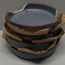 famiware Mercury Pasta Bowls Set of 4, 33 oz Large Salad Bowls, Ceramic Pasta Plates Bowls, Serving Bowls for Kitchen, Microwave & Dishwasher Safe, Charcoal