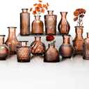 Mini Bud Vases Centerpieces for Tables, for Flowers,Small Flower Vases Suitable for Birthday Party,Anniversary,Wedding Reception,Baby Shower (Amber, 12PCS)