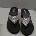 DREAM PAIRS Women's Rhinestone Platform Wedge Flip Flops Summer Beach Comfortable Thong Sandals,Size 8,Multi Flower,SDFF2401W