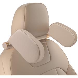 Car Seat Headrest Pillow, 360° Adjustable Car Seat Head Neck Support Rest Cushion, Travel Car Sleeping Pillow for Kids Adults-Beige