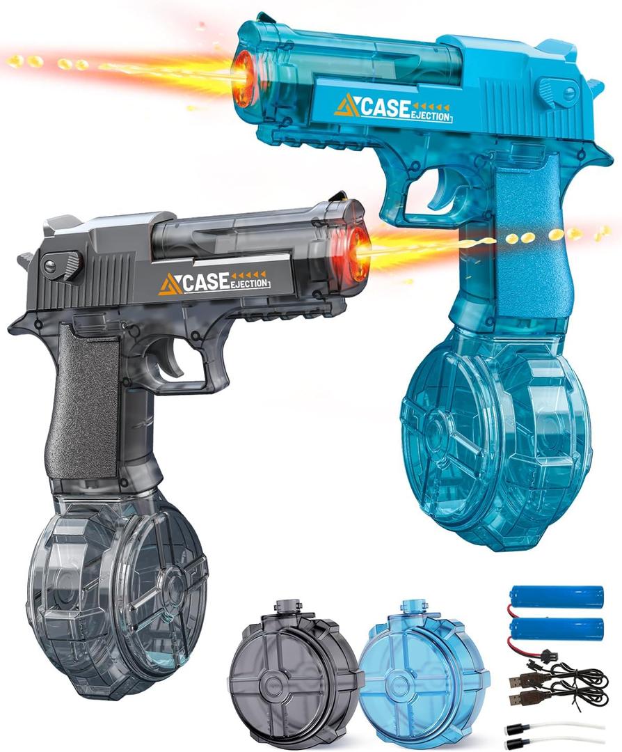 Electric Water Gun for Kids & Adults, Automatic Squirt Gun with LED Lights, High Capacity Water Tank, Rechargeable/Powerful Continuous Firing Water Blaster for Summer Pool Beach Outdoor Toys