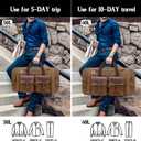 Waxed Canvas Duffle Bag for Men 50L Travel Duffel Bags Expandable Genuine Leather Duffel Overnight Weekender Carry On Bag Two Zipper Pockets Travel Bag (Vintage Dark Brown, Large-50L)