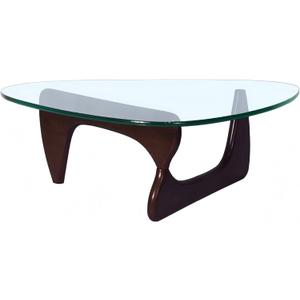Triangle Glass Coffee Table, 32.3in Mid Century Modern Coffee Table with Tempered Glass Top and Small Coffee Table for Living Room, Funky Center Table for Small Spaces (31.5in, Black Walnut/Transparent)