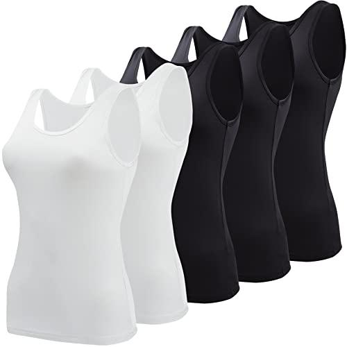 BQTQ 3 Pcs Womens Tanks Top Sleeveless Tank Top Ladies Undershirt Tank for Women, XXL Black, White