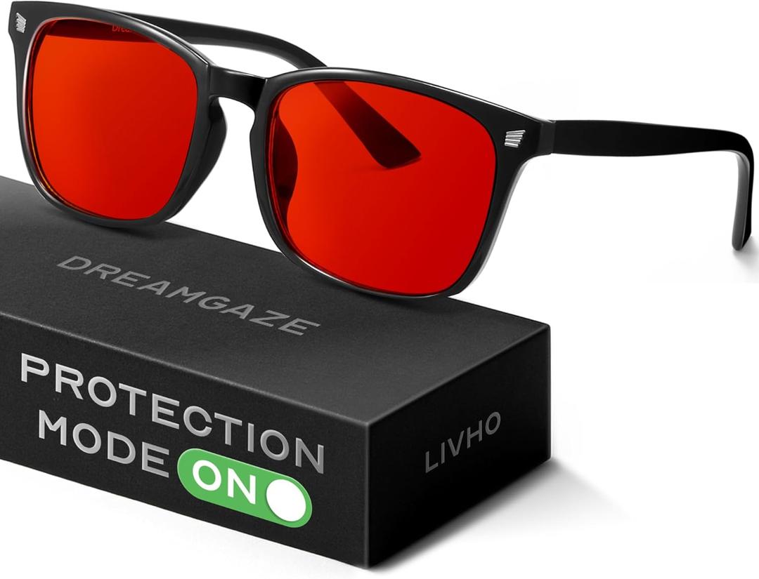 livho Gaming Blue Light Blocking Glasses for Better Sleep, Premium Night Driving, Computer Blockers for Man & Woman (Black)