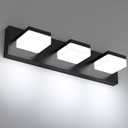 IZORRO LED Bathroom Vanity Light Fixtures, 3-Light Matte Black Modern Acrylic Bathroom Wall Lighting Fixtures Over Mirror (Cool White 6000K) IP44