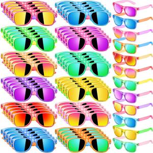 60 Pack Kids Sunglasses Bulk Party Favors, Summer Party Supplies for Boys Girls, Translucent Neon Party Sunglasses for Kids, Pool Beach Party Favors, Gift for Birthday Outdoor Activity