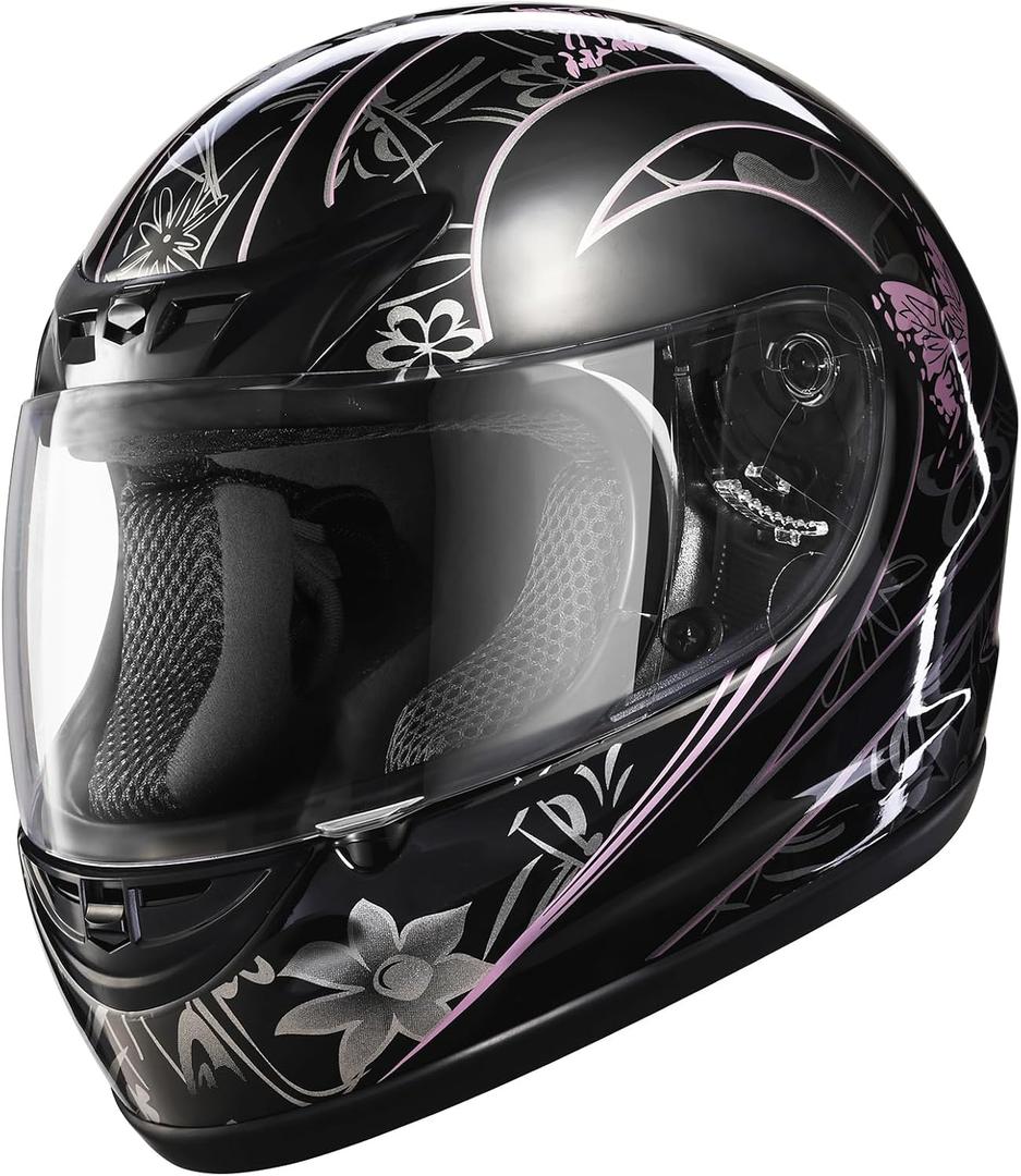 TCMT Full Face Motorcycle Helmet for Adults Men Women, Lightweight Polycarbonate Street Bike Dirt Bike Helmet with Anti-Scratch Mirror Shield and Removable Liner, DOT Approved Medium