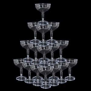 KYAPCK 5Pcs Plastic Champagne Coupe Glasses for Parties, 5 oz Disposable Champagne Glasses Unbreakable Acrylic Martini Glasses (Clear)