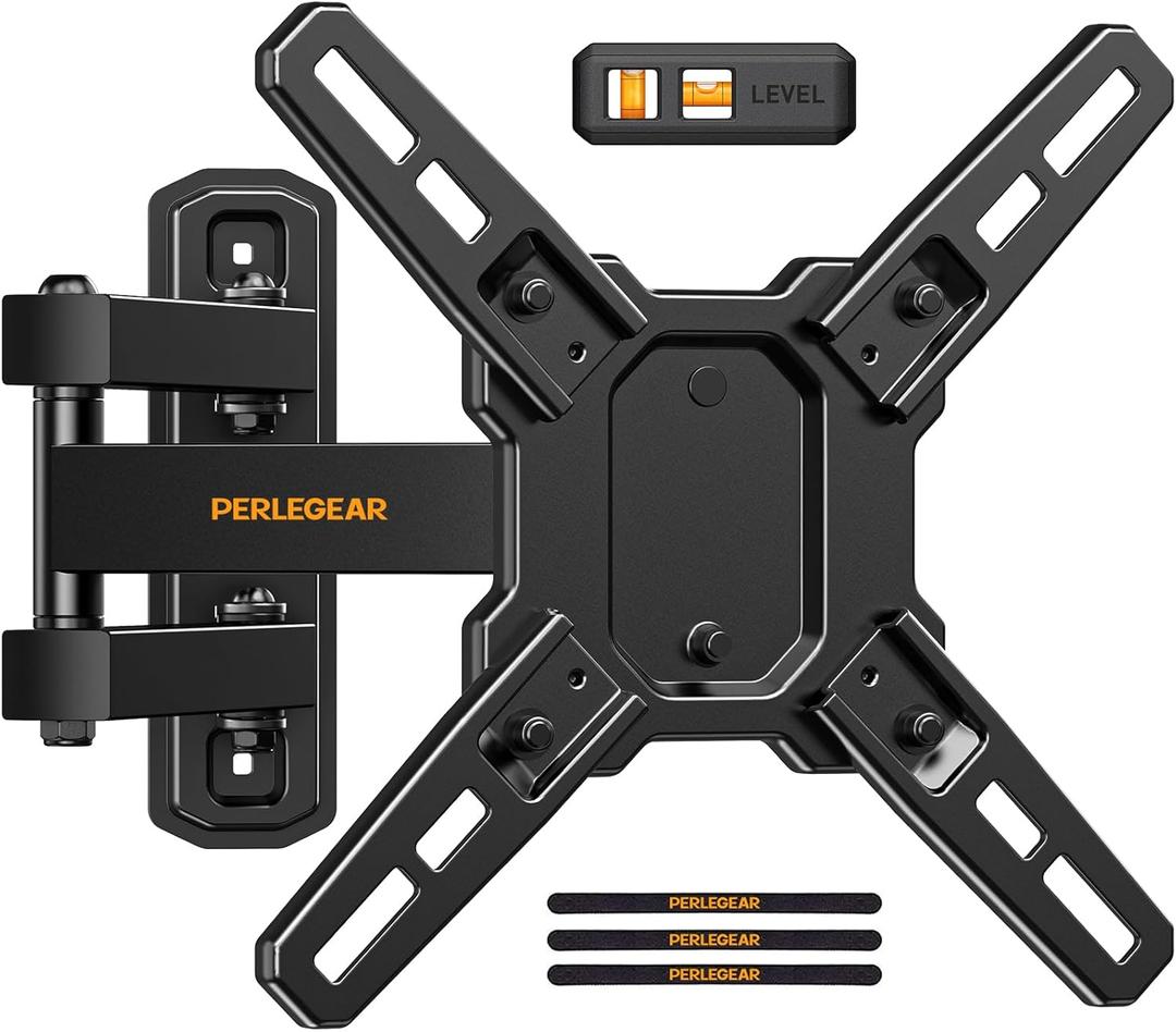 Perlegear Full Motion TV Wall Mount for 13-42 inch Flat or Curved TVs & Monitors up to 55 lbs, Wall Mount TV Bracket with Articulating Arm, Swivel, Tilt, Extension TV Mount, Max VESA 200x200mm, PGSF6