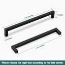 GOBEKOR 10 Pack Kitchen Cabinet Handles Black Square Cabinet Handles for Dresser Drawer 7-1/2in(192mm) Hole Centers, Solid Matte Black Solid Kitchen Cabinet Hardware