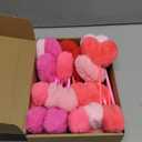Zhanmai 24 Pcs Heart Shape Pom Pom Ballpoint Pens Colorful Fluffy Ball Pen Bulk for Teacher Women Office Party Supplies Wedding Gift