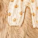 Newborn Baby Girl Halloween Outfit Ruffle Long Sleeve Pumpkin Romper Jumpsuit With Headband Bodysuit Overalls Clothes (0-3 Months, Apricot 3)