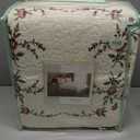 Brooke Embroidered Floral Quilted Bedspread, Lightweight Breathable All Seasons Bedding, King Size, Cream/Burgundy/Green