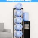 5 Gallon Water Jug Holder, Movable 5 Tier Heavy Duty Water Rack with 4 Wheels, Rack for Water Jug Storage, Space Saving Water Stand for Five 5 Gallon Water Jugs, Black