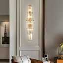 29.5 inch Modern Wall Sconce Contemporary Crystal Wall Sconce 5-Light Gold Bathroom Light Fixtures for Bedroom Hallway Living Room